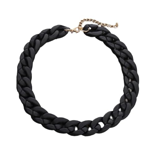 Exaggerated Fashion Acrylic Matte Finish Paperclip Chain Choker Necklace Punk Chunky Statement Personalized Vintage Collar Hip Hop Jewelry for Women Gifts Black von TREWQ-US