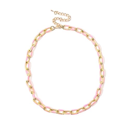 Farbige Schlüsselbeinkette für Damen, zierliche galvanisierte Legierung, Schmuck, Büroklammer, Kette für Teenager, Mädchen, Geschenke für Frauen, Hellrosa Farbige Schlüsselbeinkette für Damen, zierliche galvanisierte Legierung, Schmuck, Büroklammer, Kette für Teenager, Mädchen, Geschenke für Frauen, Hellrosa von TREWQ-US
