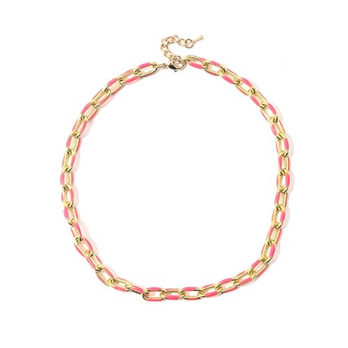 Farbige Schlüsselbeinkette für Damen, zierliche galvanisierte Legierung, Schmuck, Büroklammer, Kette für Teenager, Mädchen, Geschenke für Frauen, Rosa Farbige Schlüsselbeinkette für Damen, zierliche galvanisierte Legierung, Schmuck, Büroklammer, Kette für Teenager, Mädchen, Geschenke für Frauen, Rosa von TREWQ-US