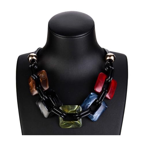 Große Acryl-Halskette mit kubanischen Gliedern aus geometrischem Harz für Damen, modisch, verstellbar, zarter Schmuck für Damen, Acryl von TREWQ-US