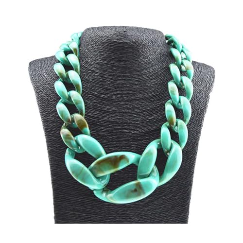 Große Statement-Halskette für Damen, Boho-Chic, handgefertigt, Boho-Stil, Modeschmuck, elegant, für Damen, Blau von TREWQ-US