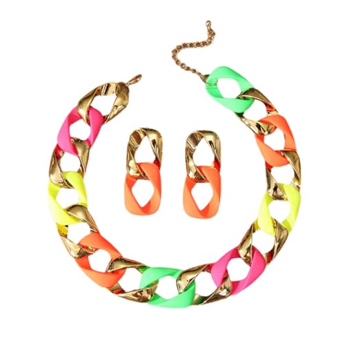 Halloween-Schmuck-Set für Damen, Kostümschmuck-Set, Acrylperlen, Statement-Halskette, Ohrringe, Set für Damen und Mädchen, bunt Halloween-Schmuck-Set für Damen, Kostümschmuck-Set, Acrylperlen, Statement-Halskette, Ohrringe, Set für Damen und Mädchen, bunt von TREWQ-US