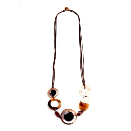 Halskette mit Anhänger aus Acryl, dick, unregelmäßig, Retro-Stil, lange Kette, 99,1 cm, Kaffeebraun von TREWQ-US