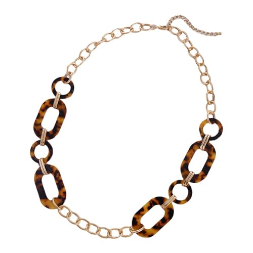 Halskette mit Leopardenmuster aus Acryl, klobig, modische Acrylfarbe, Perlen, Choker-Netzkette, Halskette für Damen und Mädchen, Modeschmuck, Braun Halskette mit Leopardenmuster aus Acryl, klobig, modische Acrylfarbe, Perlen, Choker-Netzkette, Halskette für Damen und Mädchen, Modeschmuck, Braun von TREWQ-US