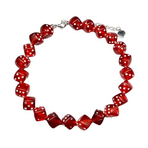 Kreative Punk-Choker-Halskette, Würfelform, Acryl, einfaches Stretch-Choker-Halsband, Modeschmuck, Geschenk für Frauen, frittiertes Rot Kreative Punk-Choker-Halskette, Würfelform, Acryl, einfaches Stretch-Choker-Halsband, Modeschmuck, Geschenk für Frauen, frittiertes Rot von TREWQ-US