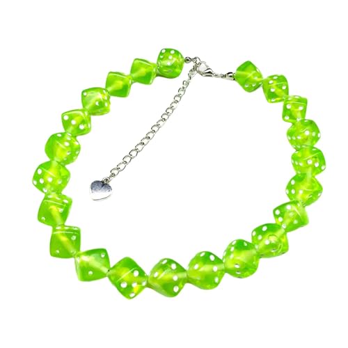 Kreative Punk-Halskette mit Würfelperlen, Acryl, einfache Stretch-Halskette, Modeschmuck, Geschenk für Frauen, Frie Green Kreative Punk-Halskette mit Würfelperlen, Acryl, einfache Stretch-Halskette, Modeschmuck, Geschenk für Frauen, Frie Green von TREWQ-US