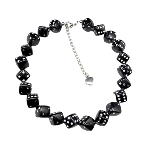 Kreative Punk-Halskette mit Würfelperlen, Acryl, einfache Stretch-Halskette, Modeschmuck, Geschenk für Frauen, Schwarz Kreative Punk-Halskette mit Würfelperlen, Acryl, einfache Stretch-Halskette, Modeschmuck, Geschenk für Frauen, Schwarz von TREWQ-US