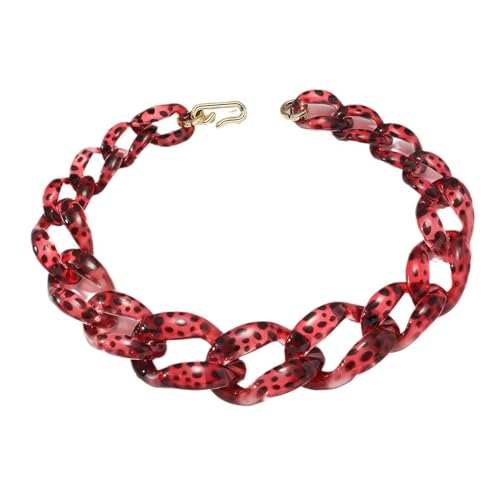 Lange Acryl-Halskette mit kubanischen Gliedern, Punk-Stil, leicht, Boho, Modeschmuck, Geschenk für Frauen und Mädchen, Acryl von TREWQ-US