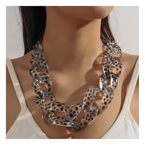 Lange Halskette aus Acryl, kubanische Gliederkette, Punk-Stil, leicht, Boho-Stil, Modeschmuck, Geschenk für Frauen und Mädchen, Weiß Lange Halskette aus Acryl, kubanische Gliederkette, Punk-Stil, leicht, Boho-Stil, Modeschmuck, Geschenk für Frauen und Mädchen, Weiß von TREWQ-US