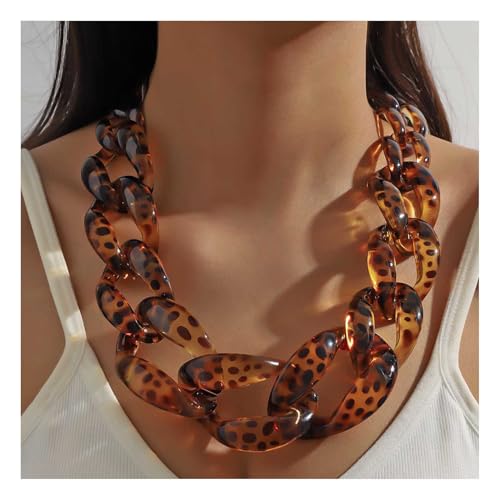 Lange Halskette aus Acryl, kubanische Gliederkette, Punk-Stil, leicht, Boho-Stil, modisches Geschenk für Frauen und Mädchen, Gelb Lange Halskette aus Acryl, kubanische Gliederkette, Punk-Stil, leicht, Boho-Stil, modisches Geschenk für Frauen und Mädchen, Gelb von TREWQ-US