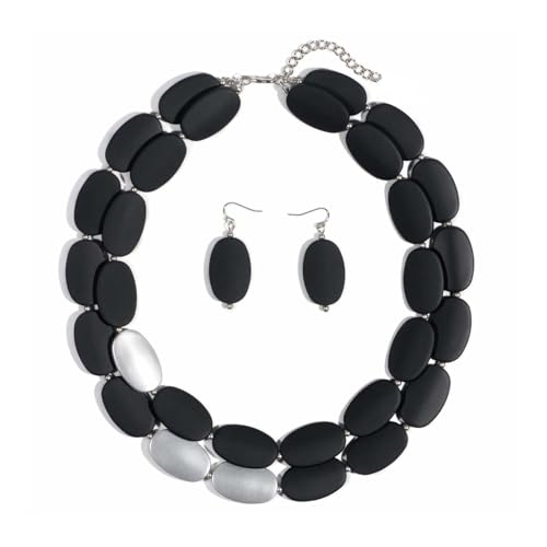 Layered Statement Acryl Matte Halskette Ohrringe Set für Frauen Kostüm Halskette Valentinstag Geburtstag Geschenke für Sie Schwarz Layered Statement Acryl Matte Halskette Ohrringe Set für Frauen Kostüm Halskette Valentinstag Geburtstag Geschenke für Sie Schwarz von TREWQ-US