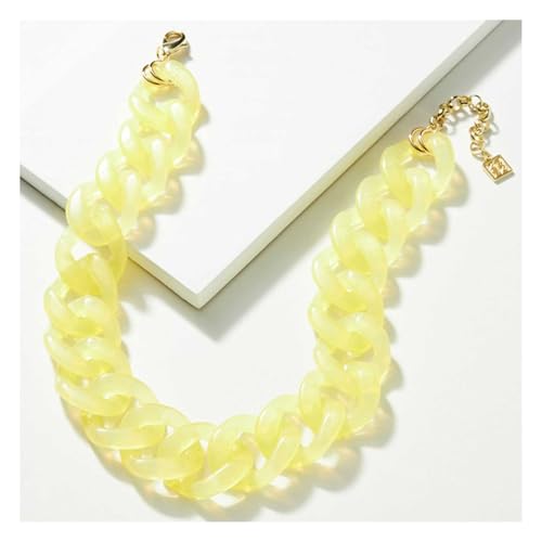 Modische Halskette mit Acrylfarbe, Perlen, Choker-Netzkette, Farbverlauf, blaue Halskette, Harzkette für Frauen, Geschenke, Gelb von TREWQ-US