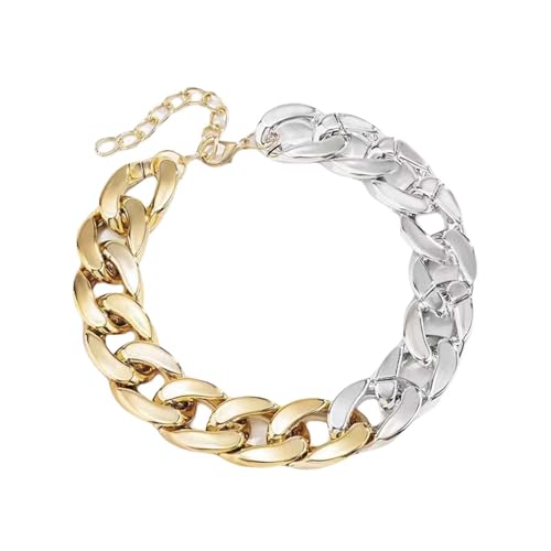 Punk Hip Hop Chunky Halskette aushöhlen Kette Halskette Kurze Halskette Gold Silber Verknüpfte Breite Choker Halsketten für Damen Herren Gold Silber von TREWQ-US