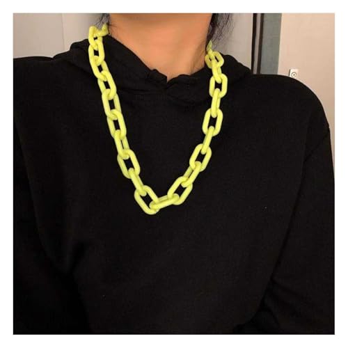 Punk Hip Hop Fashion Acryl Gliederkette Halskette Rock Gothic Chunky Kunststoff Choker Halsband Halskette für Frauen Zubehör - 7 Farben Gelb Punk Hip Hop Fashion Acryl Gliederkette Halskette Rock Gothic Chunky Kunststoff Choker Halsband Halskette für Frauen Zubehör - 7 Farben Gelb von TREWQ-US