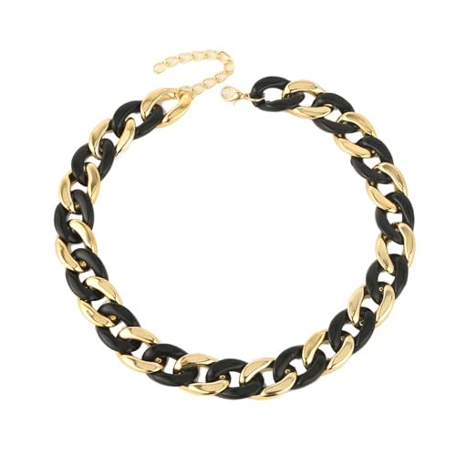 Retro-Hip-Hop-Halskette aus klobigem Acryl, kubanische Choker-Halskette, Harz, Acryl, modische Halsbandkette für Frauen, Schwarz von TREWQ-US