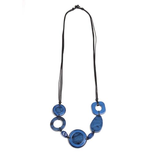 Unregelmäßige Halskette mit Anhänger, Acryl, Retro-Stil, lange Pulloverkette, große Statement-Halskette, 99,1 cm, Blau von TREWQ-US