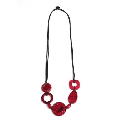 Unregelmäßige Halskette mit Anhänger, Acryl, Retro-Stil, lange Pulloverkette, große Statement-Halskette, 99,1 cm, Rot von TREWQ-US
