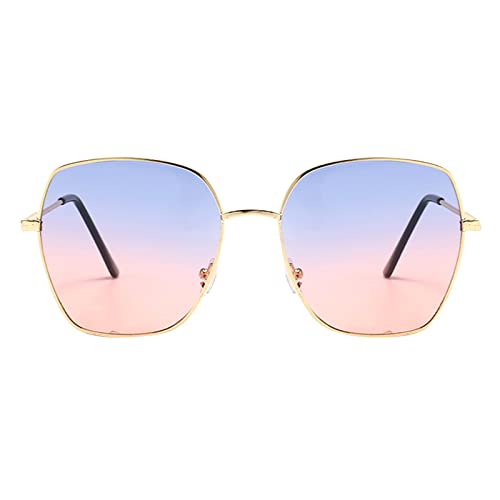 TRFPLOOC Damen Sonnenbrille Vintage Sunglasses übergroße Piloten Sonnenbrille für Damen Metall Klassische Retro Sonnenbrille UV-Schutz (Blau, One Size) von TRFPLOOC