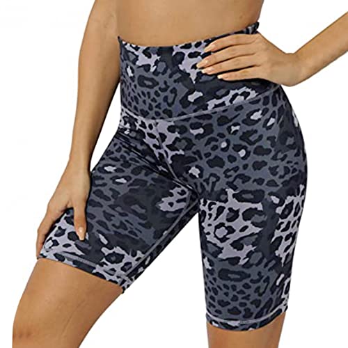 TRFPLOOC Kurze Sporthose Damen High Waist Leoparden Leggings Damen Radlerhose Sporthose Gym Kurze Blickdicht Sportshorts Sommer für Yoga Joggen Pilates Fitness von TRFPLOOC