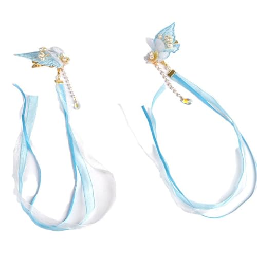 Haarnadel, Blume, Schmetterling, elegant, 2000er-Jahre-Ribbon, Schmetterling, Strauß, Kopfschmuck, süßer Cottagecore von TRHEEE