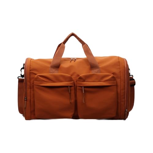 Kompakte, faltbare Tasche, große Kapazität, Umhängetasche, Crossbody-Tasche mit verstärktem Griff, für Reisen und Outdoor, geräumiger Innenraum, Oxford-Stoff, braun, Mass Beauty Kompakte, faltbare Tasche, große Kapazität, Umhängetasche, Crossbody-Tasche mit verstärktem Griff, für Reisen und Outdoor, geräumiger Innenraum, Oxford-Stoff, braun, Mass Beauty von TRHEEE