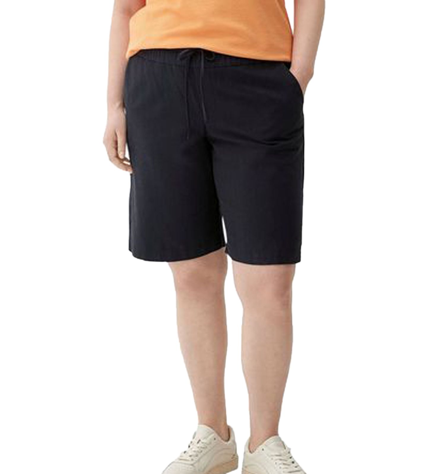 TRIANGLE by s. Oliver Damen kurze Hose Non-stretch Bermudas mit Tunnelzugbund Sommer-Shorts Große Größen 14269806 Schwarz von TRIANGLE by s. Oliver