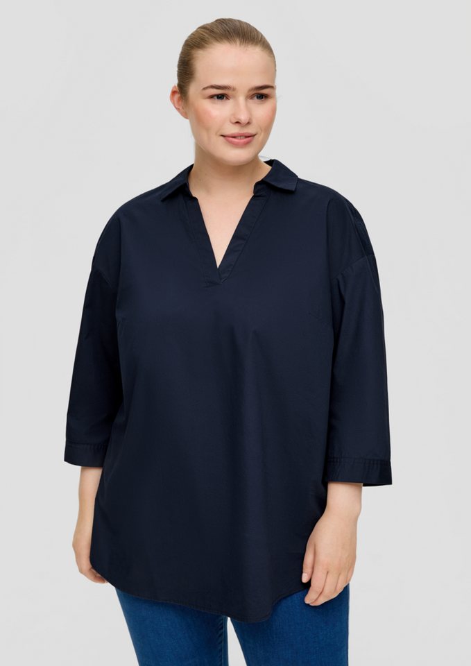 TRIANGLE Langarmbluse Bluse mit aufknöpfbarem Saum Logo von TRIANGLE
