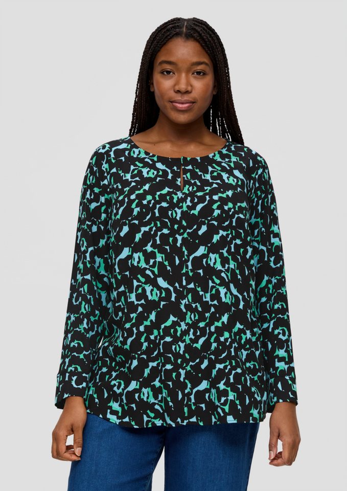 TRIANGLE Langarmbluse Crêpe-Bluse aus reiner Viskose Teilungsnähte von TRIANGLE