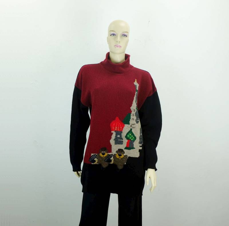 Vintage Iceberg Pullover 90Er Jahre Gr. L Wolle Angora Motivpullover Made in Italy von TRICoVINTAGE