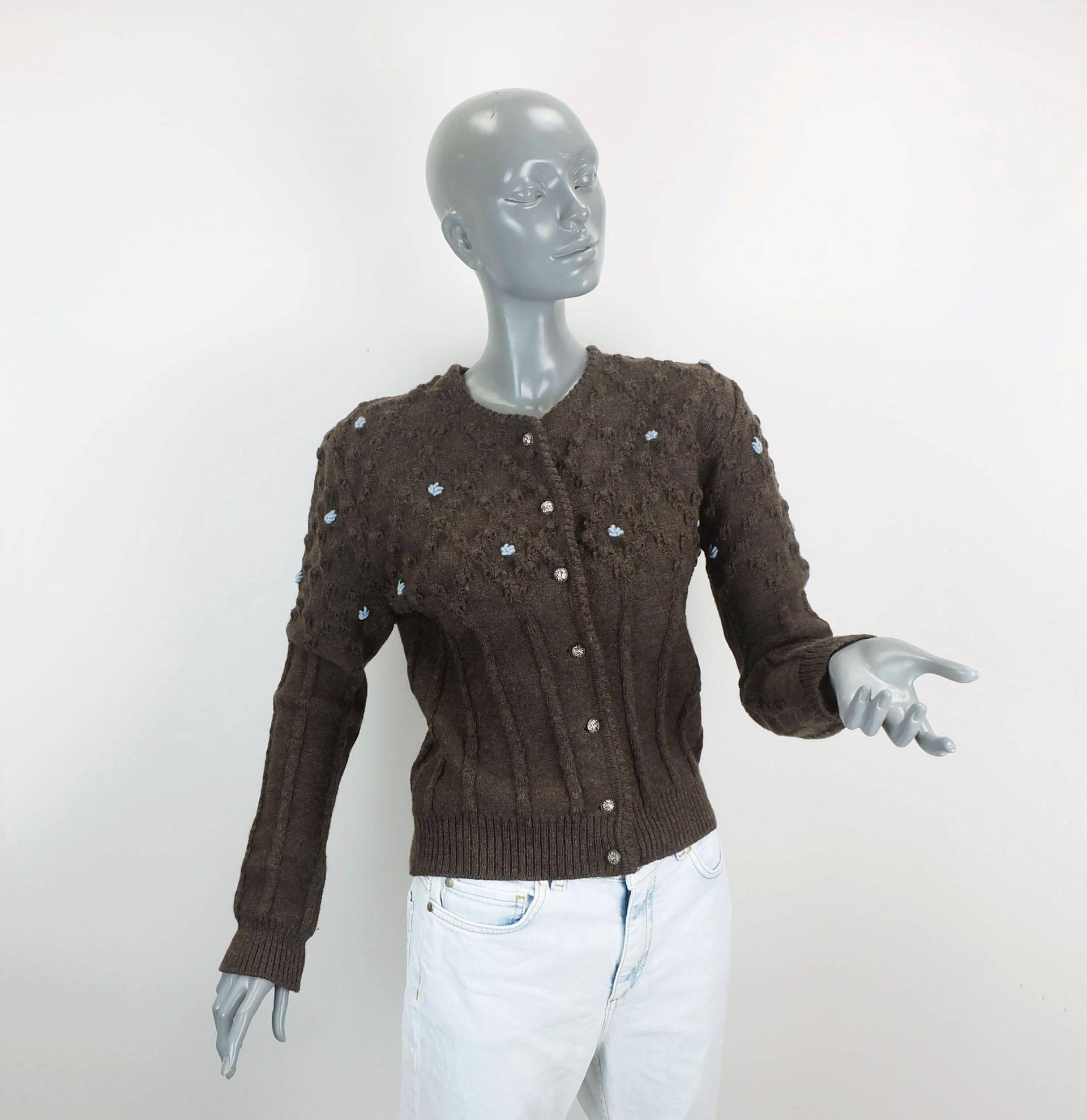 Vintage Trachtenjacke Strickjacke Sigi Scheiber Tyrol Tracht Bestickt Zopfmuster Noppenmuster Gr. M von TRICoVINTAGE