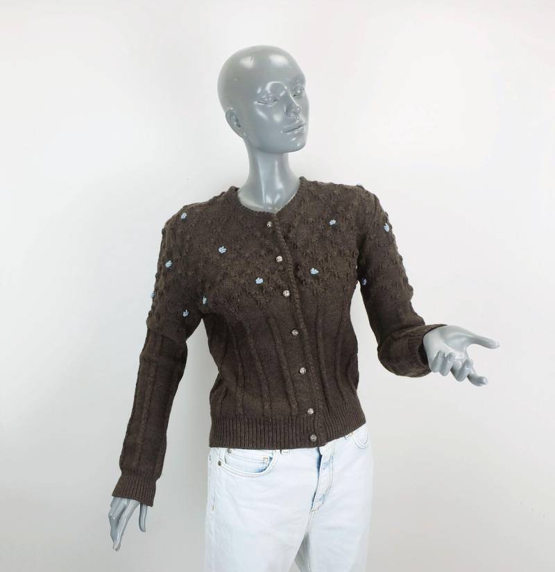 Vintage Trachtenjacke Strickjacke Sigi Scheiber Tyrol Tracht Bestickt Zopfmuster Noppenmuster Gr. M von TRICoVINTAGE