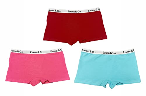 TRIFOLIUM Damen Baumwoll-Hipster Mädchen-Boxershorts Boxershorts in einfarbigen Farben Unterhosen kurz 3er Pack (Rosa, Rot, Türkis) DE 38-40 (Fabrikgrößea Size M UK10-12) 6289-M-3pk-PK-RD-TQ von TRIFOLIUM