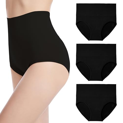 TRIFOLIUM Damen Nahtloser Shaping-Slip mit Leichter Unterstützung, hoher Taille und formendem Effekt Magic Knickers (3 Pack Schwarz DE 38-40 Fabriketikett L (2003-L-BK-BK-BK) von TRIFOLIUM