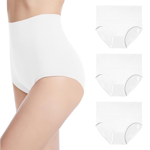 TRIFOLIUM Damen Nahtloser Shaping-Slip mit Leichter Unterstützung, hoher Taille und formendem Effekt Magic Knickers (3 Pack Weiß DE 46-48 Fabriketikett XXL (2003-XXL-WT-WT-W) von TRIFOLIUM