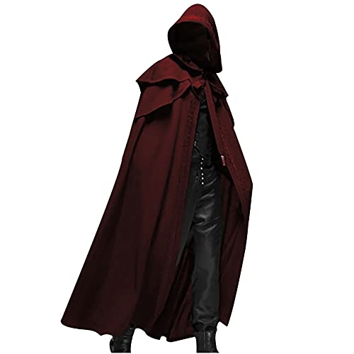20er jahre Kostüm Damen Lange Umhang mit Kapuze Vintage Einfarbig Poncho Robe Halloween Kostüm Leichte Trenchcoat Winddichte Jacke Cape Mantel Open Front Mittelalter Kleidung Herbst Winter Outwear von TRIGLICOLEUM
