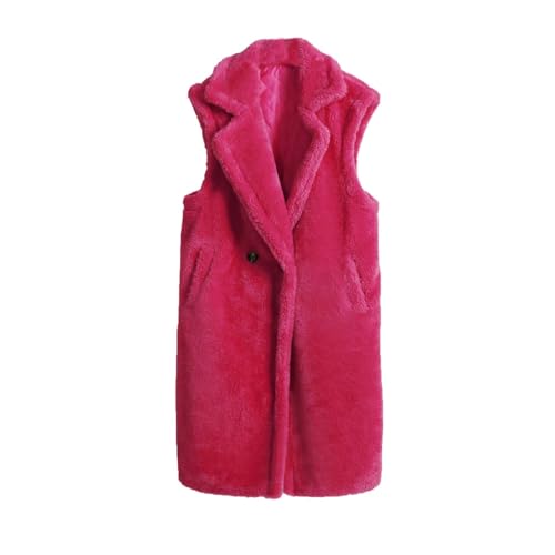 Ärmellose Kunstfell Weste Damen Elegant Einfarbig Fellweste Kunstpelze Winterjacke Mittellange Pelzweste Dicke Warme Pelzmantel Winter Revers Jacke Vest Faux Fur Mantel Felljacke Wintermantel 3XL von TRIGLICOLEUM