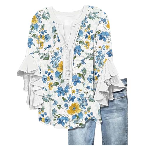 Angebote des Tages Heute Bunte Tshirt Damen 3/4 Arm Oversize Shirt Blumendruck Oberteile V-Ausschnitt Knöpfe Bluse Sommer T-Shirt Tops Boho Longbluse Lose Damenblusen Blusen & Tuniken für Damen Angebote des Tages Heute Bunte Tshirt Damen 3/4 Arm Oversize Shirt Blumendruck Oberteile V-Ausschnitt Knöpfe Bluse Sommer T-Shirt Tops Boho Longbluse Lose Damenblusen Blusen & Tuniken für Damen von TRIGLICOLEUM