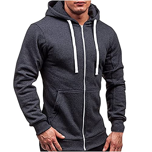 Angebote des tages heute Sweatjacke Herren Kapuzenjacke Hoodie Jacke mit Reißverschluss Einfarbig Sportjacke Kapuze Sweatshirt Kordelzug Herbst Winter Kapuzenpullover Leichte Mantel Männer von TRIGLICOLEUM