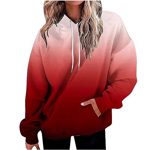 Black Friday Angebote 2024 Hoodie Damen Oversize Kapuzenpullover Farbverlauf Pullover Sweatshirt mit Kapuze Langarm Winter Mode Oberteile Casual Sportshirt Kordelzug Langarmshirt Streetwear Shirt von TRIGLICOLEUM