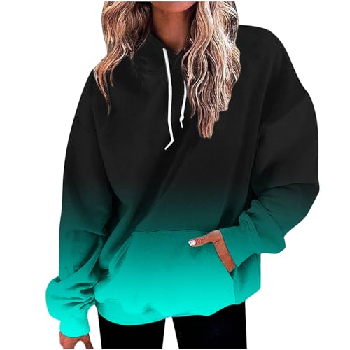 Black Friday Angebote 2024 Hoodie Damen Oversize Kapuzenpullover Farbverlauf Pullover Sweatshirt mit Kapuze Langarm Winter Mode Oberteile Casual Sportshirt Kordelzug Langarmshirt Streetwear Shirt von TRIGLICOLEUM