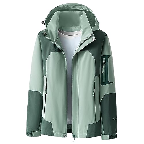 Black friday Regenjacke Damen Wasserdicht Softshelljacke Atmungsaktiv Leichte Fahrradjacke Einfarbig Übergangsjacke Jacke mit Kapuze Gefüttert Windbreaker Kordelzug Kapuzenjacke zum Wandern Reisen von TRIGLICOLEUM