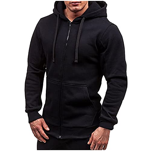 Black friday angebote 2023 ab wann Sweatjacke Herren Kapuzenjacke Hoodie Jacke mit Reißverschluss Einfarbig Sportjacke Kapuze Sweatshirt Kordelzug Herbst Winter Kapuzenpullover Leichte Mantel Männer von TRIGLICOLEUM