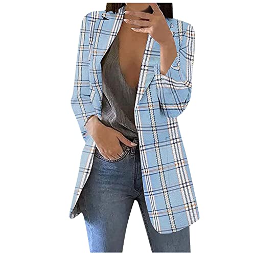 Blazer Damen Sportlich Elegant Longblazer Große Größen Einfarbig Anzug Einreihige Anzugjacke Business Sakko Jacke Locker Langarm Arbeitsjacke Herbst Winter Blazerjacke Open Front Cardigan für Büro von TRIGLICOLEUM