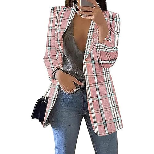 Blazer Damen Sportlich Elegant Longblazer Große Größen Einfarbig Anzug Einreihige Anzugjacke Business Sakko Jacke Locker Langarm Arbeitsjacke Herbst Winter Blazerjacke Open Front Cardigan für Büro von TRIGLICOLEUM