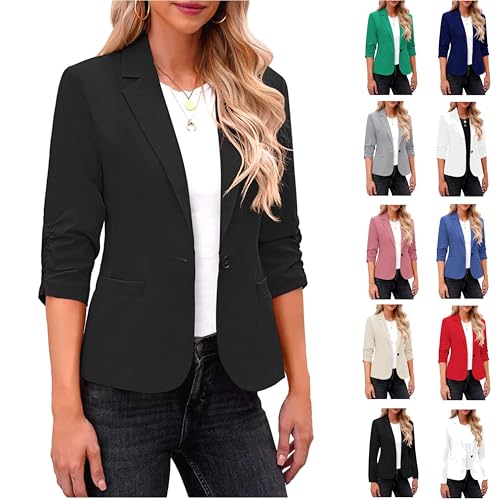 Blazer Damen Sportlich Langarm Anzug Jacke Elegant Einfarbig Strickjacke Business Anzugjacke Open Front Jackett Slim fit Kurzblazer Arbeitsjacke mit Knöpf Büro Sakko Tailliert Blazerjacke Blazer Damen Sportlich Langarm Anzug Jacke Elegant Einfarbig Strickjacke Business Anzugjacke Open Front Jackett Slim fit Kurzblazer Arbeitsjacke mit Knöpf Büro Sakko Tailliert Blazerjacke von TRIGLICOLEUM