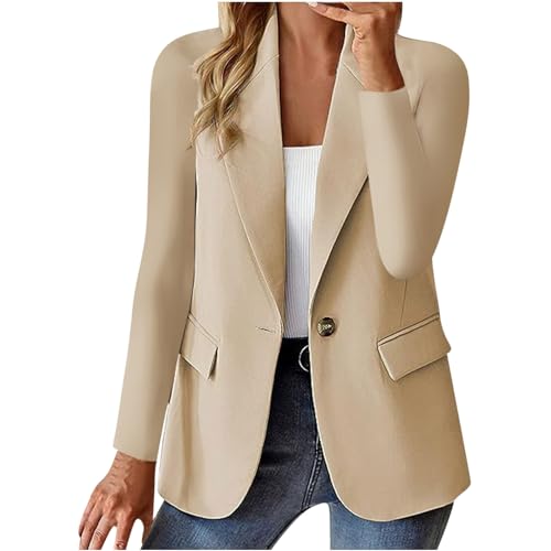 Blazer Damen Sportlich Langarm Schalkragen Anzug Jacke Elegant Einfarbig Strickjacke Business Anzugjacke Open Front Jackett Kurzblazer Arbeitsjacke mit Knöpf Büro Sakko Tailliert Blazerjacke von TRIGLICOLEUM