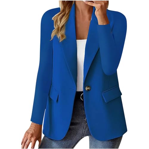 Blazer für Damen Langarm Business Anzug Open Front Jacke Elegant Einfarbig Anzugjacke Sportlich Kurzblazer Schalkragen Jackett Strickjacke Arbeitsjacke mit Knopfleiste Büro Sakko Tailliert Blazerjacke von TRIGLICOLEUM