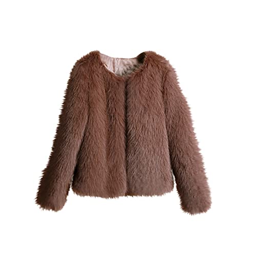 Damen Kunstfell Mantel Süße Einfarbig Kunstpelze Jacke Langarm Rundhals Fellmantel Winter Warme Winterjacke Teenager Mädchen Pelzmantel Große Größen Pelzjacke Kuscheljacke Wintermantel Faux Felljacke von TRIGLICOLEUM