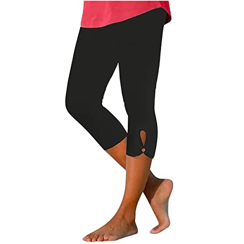 Die Discounter Sport Leggings Damen High Waist Yoga Hose 3/4 Caprihose Slim Fit Sommerhose Einfarbig Sporthose Sommer Hosen Blickdicht Trainingshose Gym Radlerhose Stoffhose Stretch Hosen von TRIGLICOLEUM