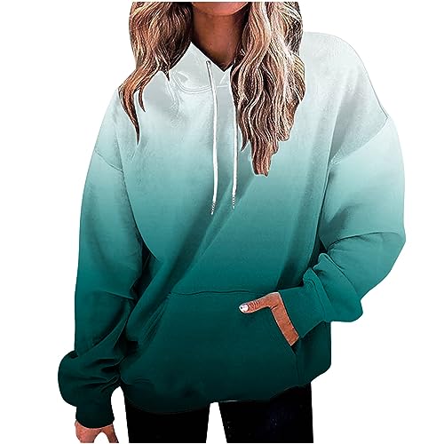 Farbverlauf Hoodie Damen Oversize Kapuzenpullover Pullover Sweatshirt mit Kapuze Langarm Pulli Winter Mode Oberteile Casual Sportshirt Kordelzug Langarmshirt Streetwear Kapuzenpulli Shirt Tasche von TRIGLICOLEUM